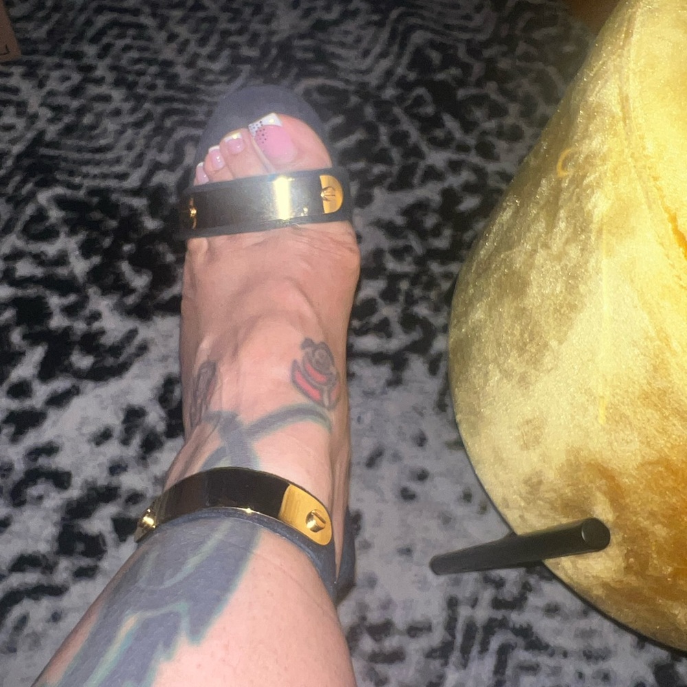 Gold and Black Women's Sandals